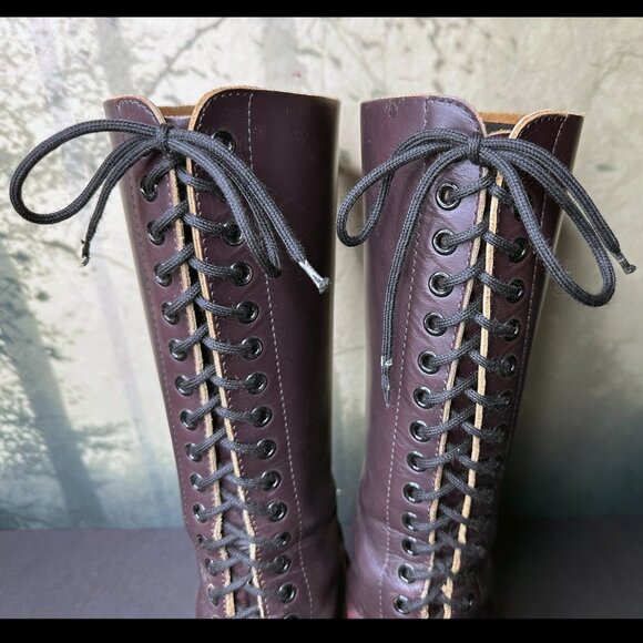 Dr. Martens 20 Eye Boots MADE IN ENGLAND Plum Tall Docs US 8 UK 6 RARE Vintage - Picture 7 of 12